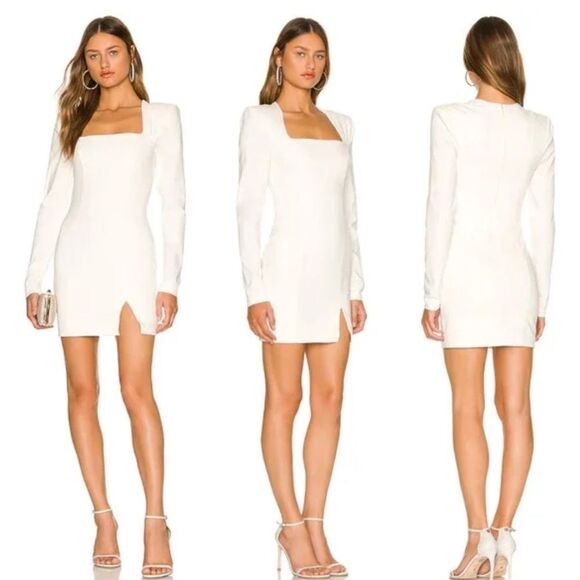 Revolve NBR Long Sleeve Hastings Mini Dress in White NWT Size Small - Picture 1 of 12